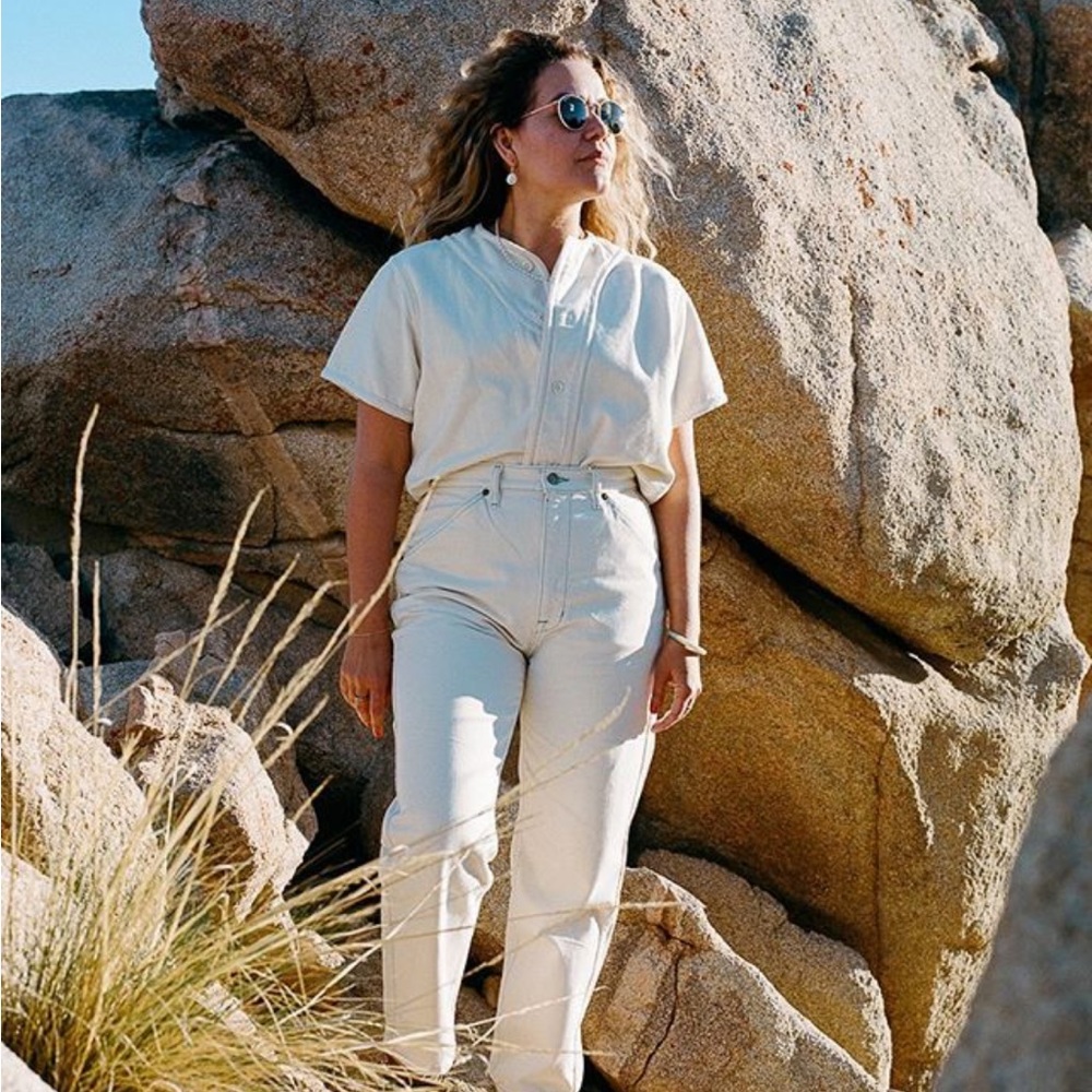 Rudy Judy Molly Jeans in Natural with Blue Stitching